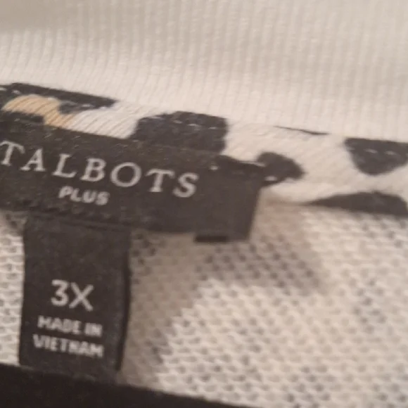 Talbots Black and White Animal Print Top - Picture 2 of 6